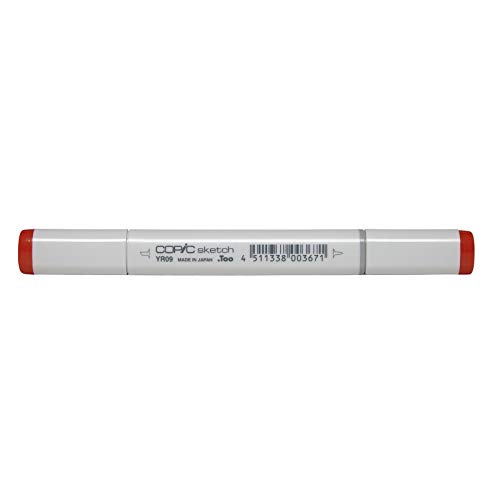 COPIC Sketch Marker Typ YR - 09, Chinese Orange, professioneller Pinselmarker, mit einer Super-Brush-Spitze und einer Medium-Broad-Spitze von Copic