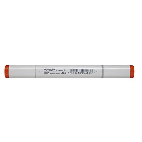 COPIC Sketch Marker Typ YR - 07, Cadmium Orange, professioneller Pinselmarker, mit einer Super-Brush-Spitze und einer Medium-Broad-Spitze von Copic