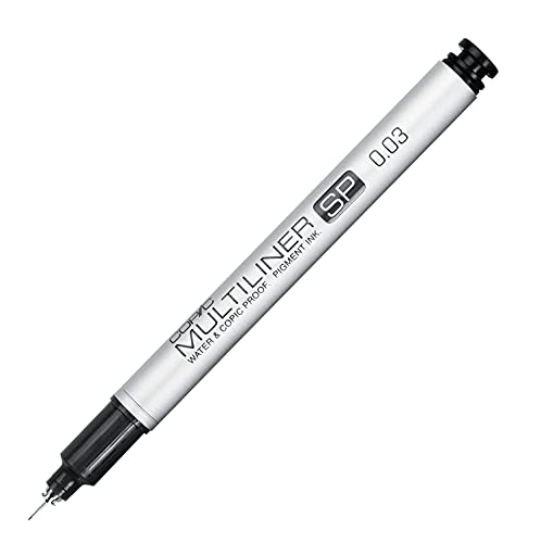 Copic Multiliner SP black 0,03 mm, hochwertiger Fineliner aus Aluminium, mit schwarzer, wasserfester Pigmenttusche, für Skizzen, Zeichnungen und Illustrationen von Copic