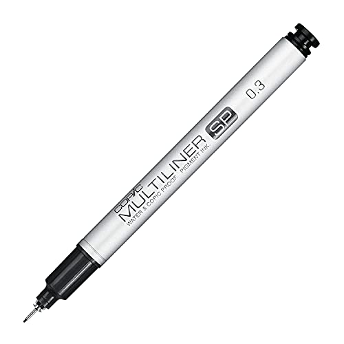 Copic Multiliner SP black 0,3 mm, hochwertiger Fineliner aus Aluminium, mit schwarzer, wasserfester Pigmenttusche, für Skizzen, Zeichnungen und Illustrationen von Copic