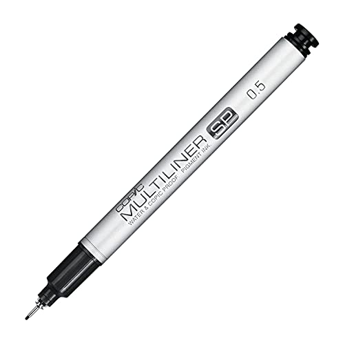 Copic Multiliner SP black 0,5 mm, hochwertiger Fineliner aus Aluminium, mit schwarzer, wasserfester Pigmenttusche, für Skizzen, Zeichnungen und Illustrationen von Copic