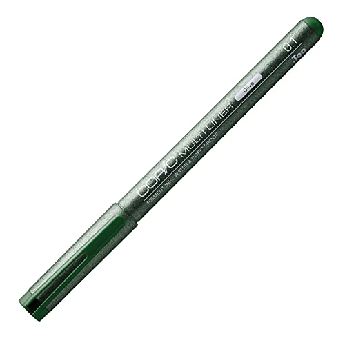 Multiliner olive 0,1 mm, Zeichen-Stift mit wasserbeständiger Pigmenttinte in grün, professioneller Fineliner für Skizzen, Illustrationen und Outlines von Copic