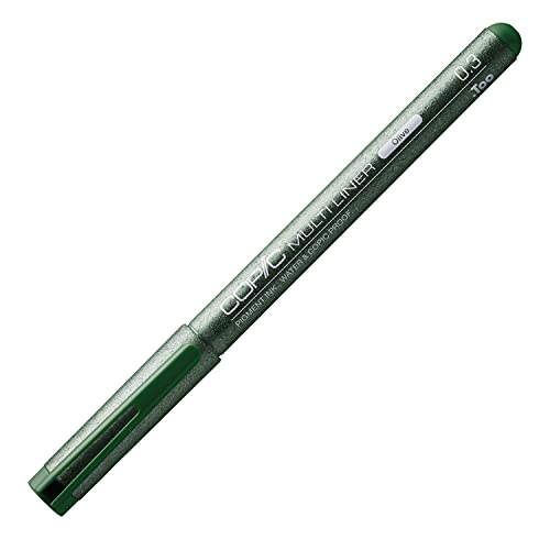 Multiliner olive 0,3 mm, Zeichen-Stift mit wasserbeständiger Pigmenttinte in grün, professioneller Fineliner für Skizzen, Illustrationen und Outlines von Copic
