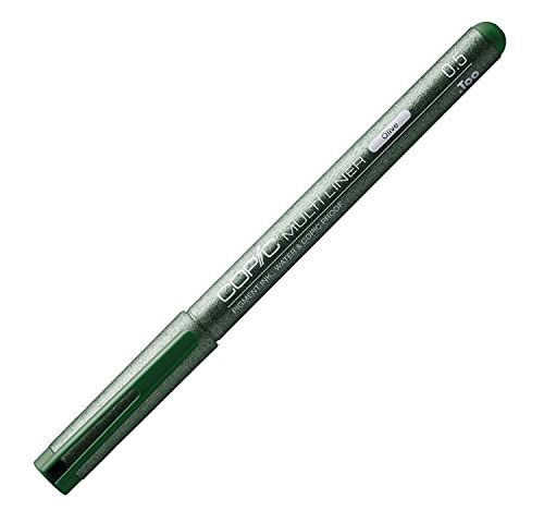 Multiliner olive 0,5 mm, Zeichen-Stift mit wasserbeständiger Pigmenttinte in grün, professioneller Fineliner für Skizzen, Illustrationen und Outlines von Copic
