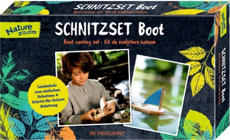 COPPENRATH DIE SPIEGELBURG Bastelnaturmaterial Schnitzset Boot Natur Zoom Bastelset 9-teilig Lindenholz, (Set 9-tlg), einfaches Schnitzset von COPPENRATH DIE SPIEGELBURG