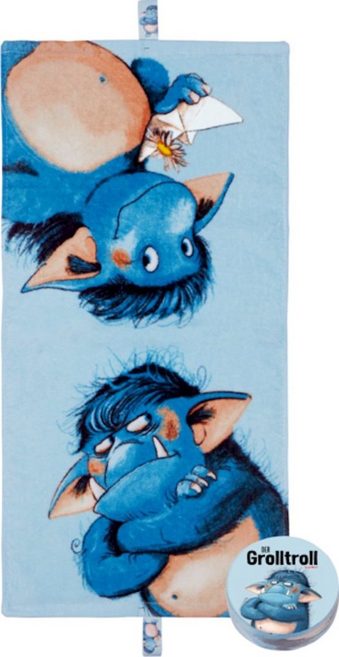 COPPENRATH DIE SPIEGELBURG Gästehandtuch Zauberhandtuch Grolltroll Kinderhandtuch blau 60 x 30 cm, Baumwolle (1-St), In Form gepresstes Handtuch, dass sich im Wasser entfaltet. von COPPENRATH DIE SPIEGELBURG