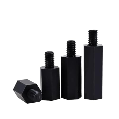 Abstandsschrauben, Male To Female Hex Nylon Motherboard Standoff Spacing Screws M2 M2.5 M3 M4 M5 M6 Multiple Sizes Black White 20PCS(Black,50MM-M4(HEAD 6MM) 20PCS) von COQALINEX