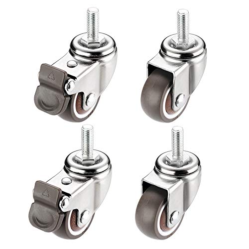 Lenkrollen für Möbel, mit Bremse, Gummirollen und Gewindestange, 4 Stück, verschiedene Größen Lenkrollen für Möbel, mit Bremse, Gummirollen und Gewindestange, 4 Stück, verschiedene Größen von COQALINEX