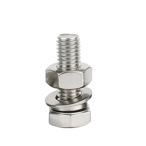 Sechskantschrauben, 304 Edelstahl Außensechskantschraube Mutter Unterlegscheibe Set M6-M16 30-150mm Packung mit 5 von COQALINEX