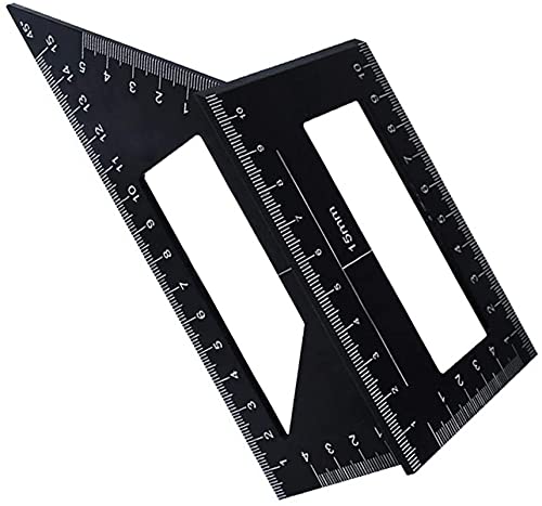 Winkelmesser, Winkellineal, Aluminiumlegierung, Edelstahl, multifunktionales T-förmiges Kombinationslineal, 90-Grad-Winkellineal, Winkellineal, Holzbearbeitungslineal, 45-Grad-Lineal, Winkelmesser von COQALINEX