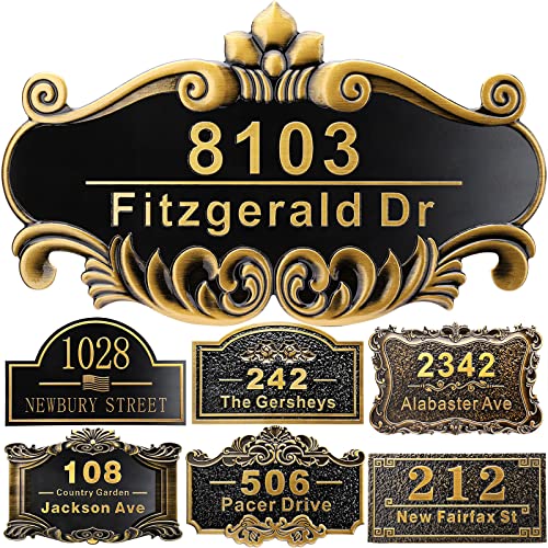 Personalisierte Hausadresse Plaque 12" gegossene Zahlen für draußen benutzerdefinierte Straße Name Adresse Schild Vintage für Briefkasten Tür Zimmer Klassische Wand Outdoor Antik Messing von COQOFA