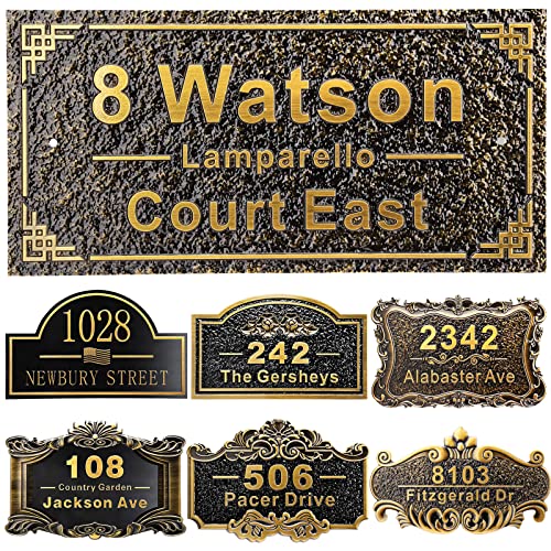 Personalisierte Hausadresse Plaque 12" gegossene Zahlen für draußen benutzerdefinierte Straße Name Adresse Schild Vintage für Briefkasten Tür Zimmer Klassische Wand Outdoor Antik Messing von COQOFA