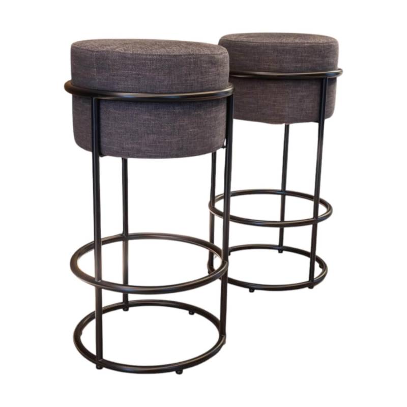 2er-Set Barhocker Drop Stoff 5027 Nougat Ecru Grau Füße Schwarz Pulverbeschichte... von COR