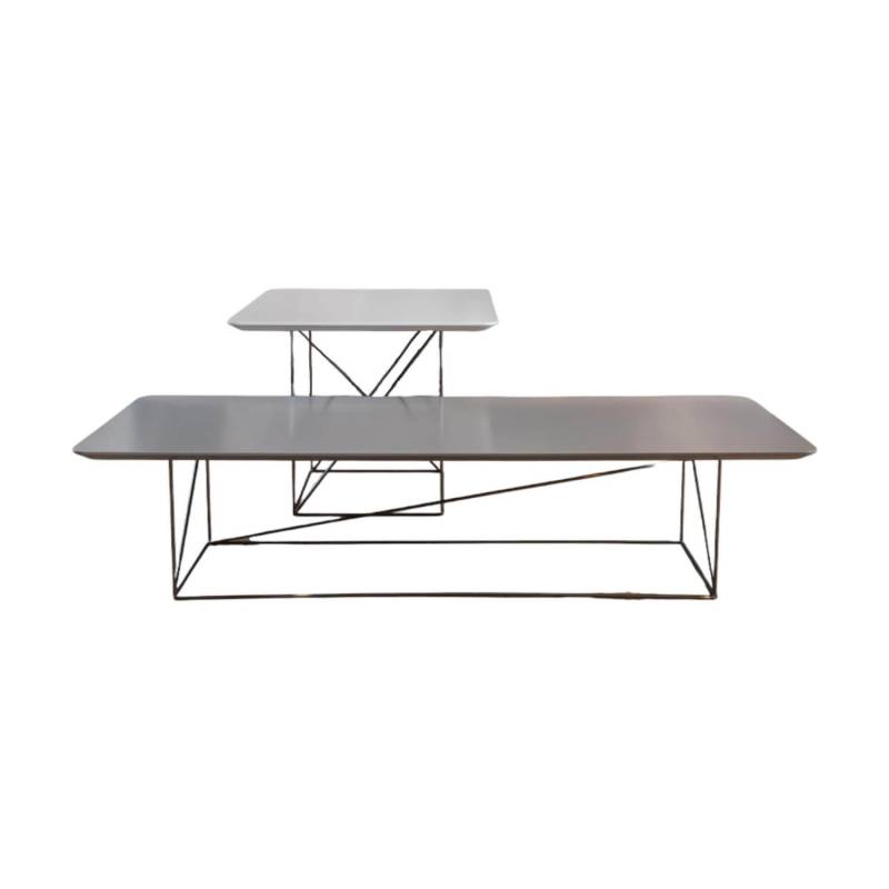 2er Set Beistelltisch Pilotis MDF Lack Grau Gestell Schwarz von COR