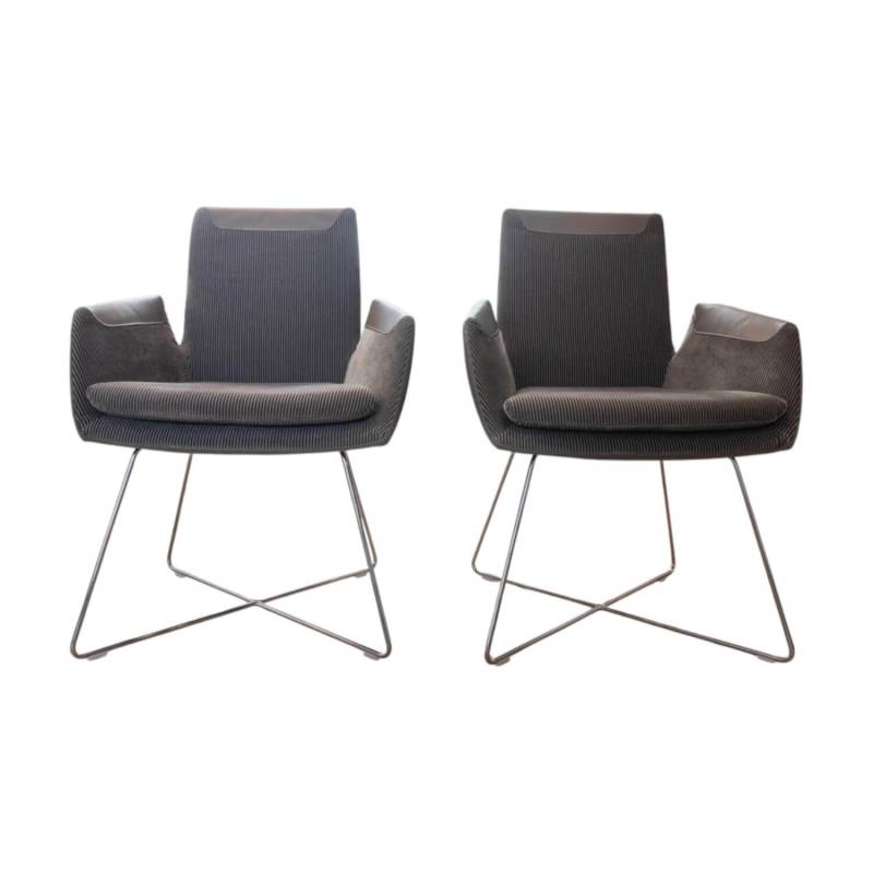 2er-Set Stuhl Cordia Leder 172 Trüffel Grau 9081 von COR