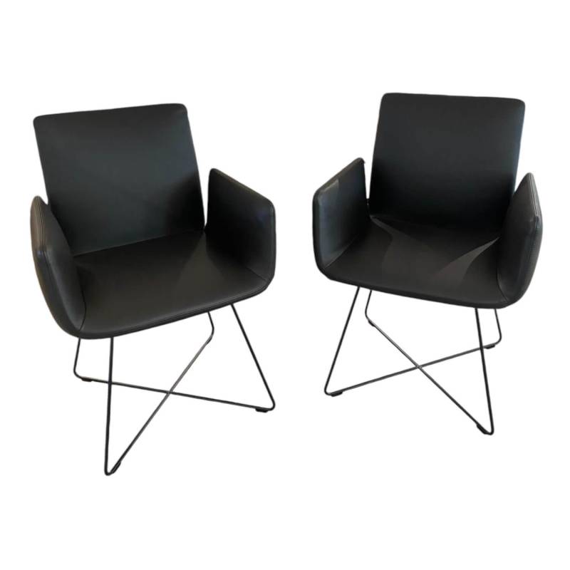 2er Set Stuhl Jalis Leder 179 Mocca Schwarz Gestell M20 Lack Schwarz von COR