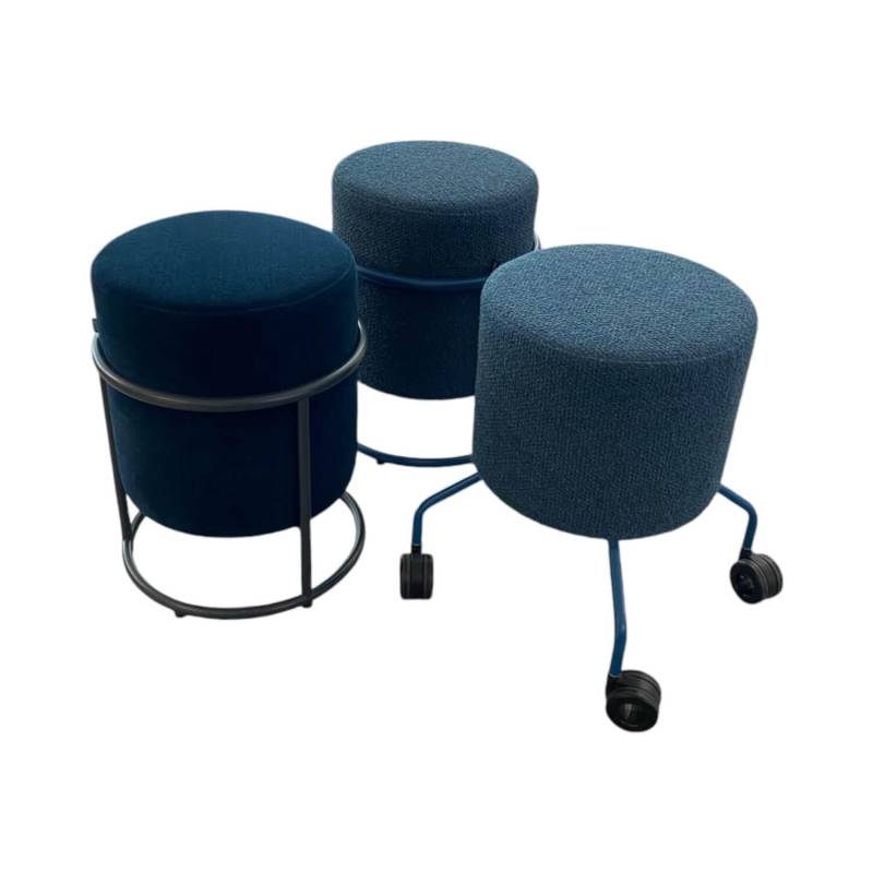 3er Set Hocker Drop Stoff 8214 Petrol Blau Und 8170 Ozean Dunkelblau Fuß Rollen ... von COR