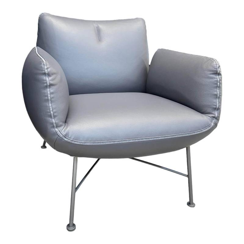 Clubsessel Jalis 26188 Leder 248 Asche Grau Nahtband 5091 Mittelgrau Grau Drahtg... von COR