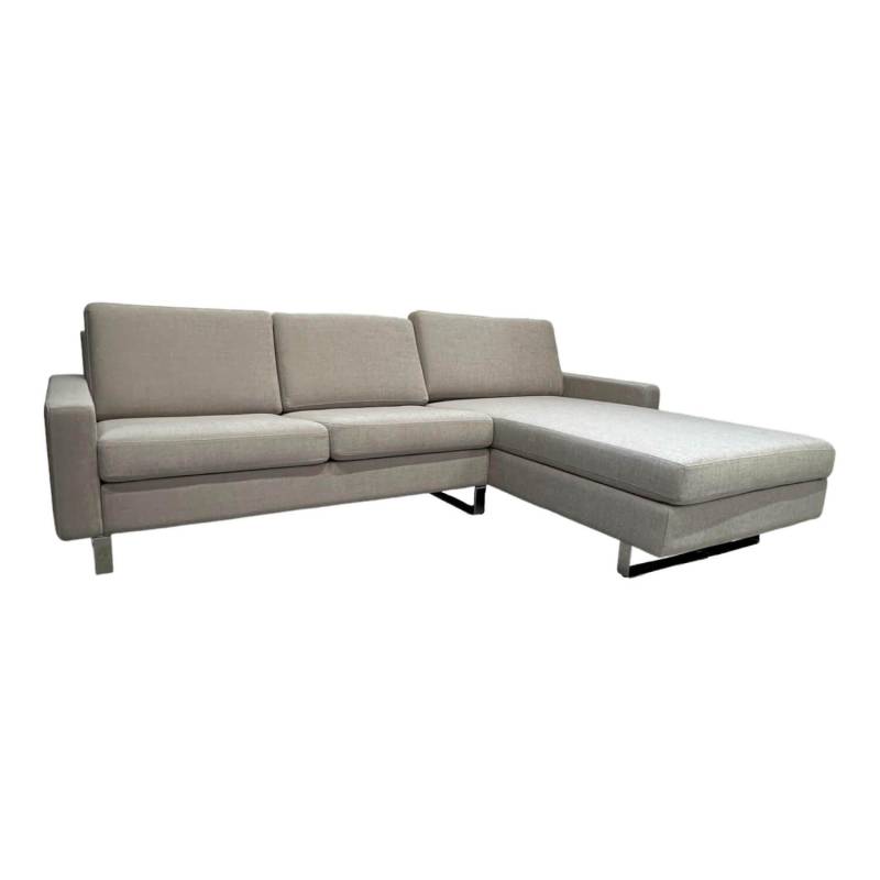 Ecksofa Conseta Stoff 8158 Ecru Grau Weiß Metallkufen Verchromt Mit Filzgleitern von COR