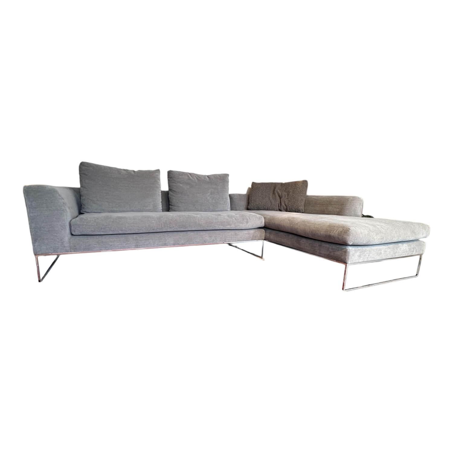 Ecksofa Mell Lounge Stoff 8143 Taupe Grau Füße Verchromt Mit Kunststoffgleitern von COR