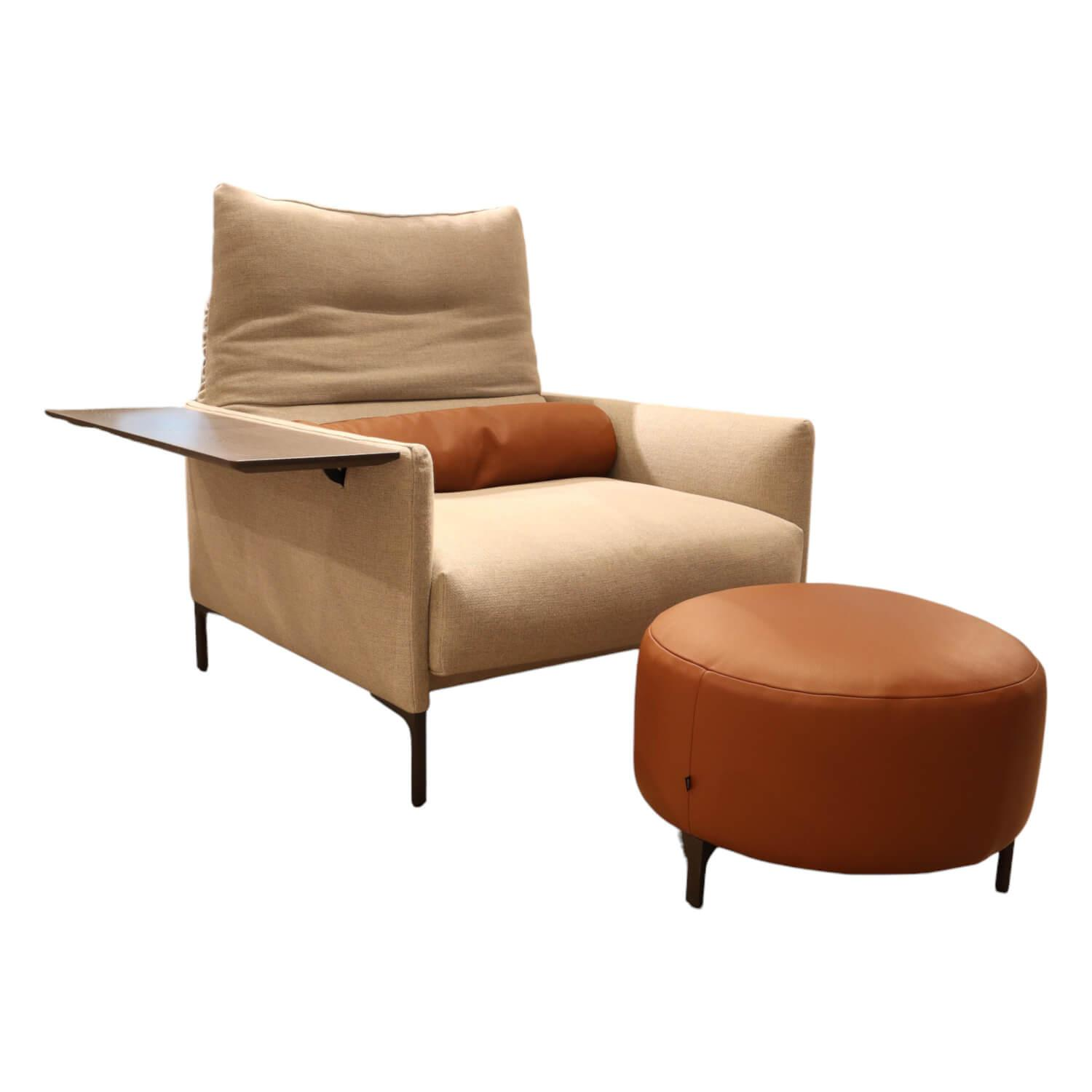 Sessel Avalanche Stoff 8311 Muschel Beige Hocker Leder 249 Cognac Braun Fuß F01 ... von COR