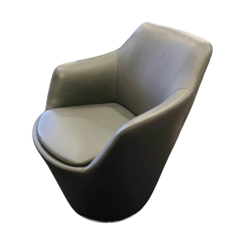 Sessel Flint Leder Semi 296 Anthrazit Drehteller Metall Verchromt von COR