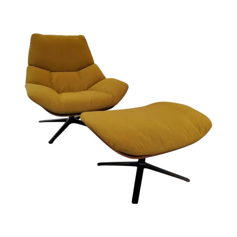 Sessel Shrimp 23 Stoff 7204 Corry Gelb Schale Nussbaum Gestell Metall Schwarz In... von COR