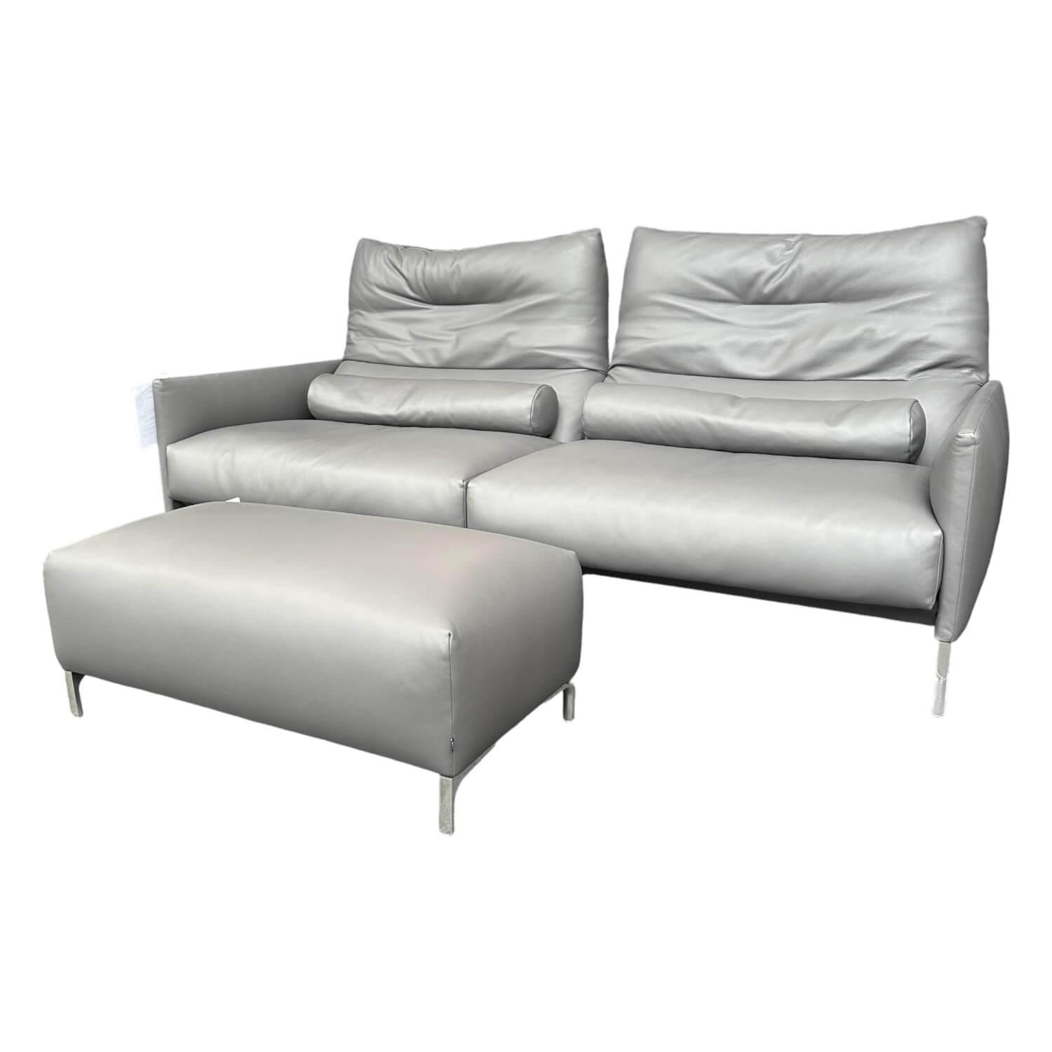 Sofa Avalanche Leder 248 Asche Grau Füße Aluminium Poliert Ablage Eiche Massiv D... von COR
