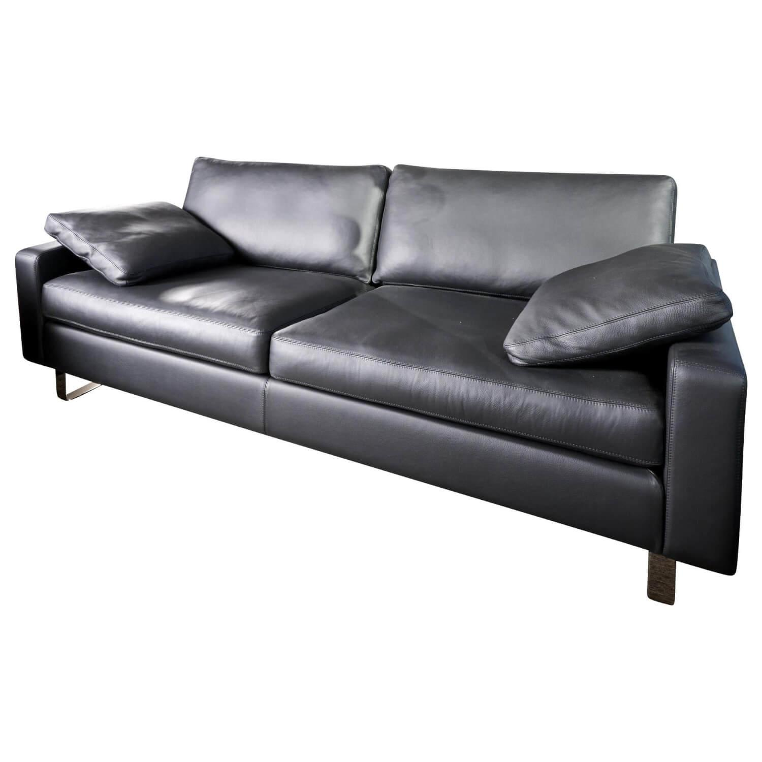 Sofa Conseta Leder 286 Schwarz Metallkufen Schwarzchrom von COR