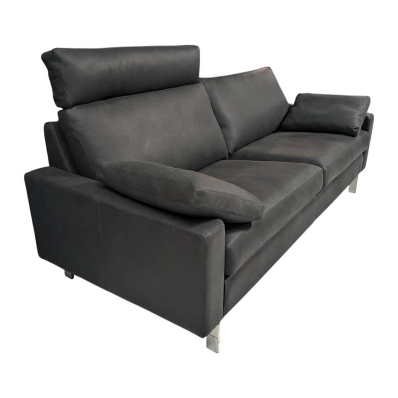 Sofa Conseta Leder 423 Schwarz Gestell Verchromt mit Kopfstütze von COR