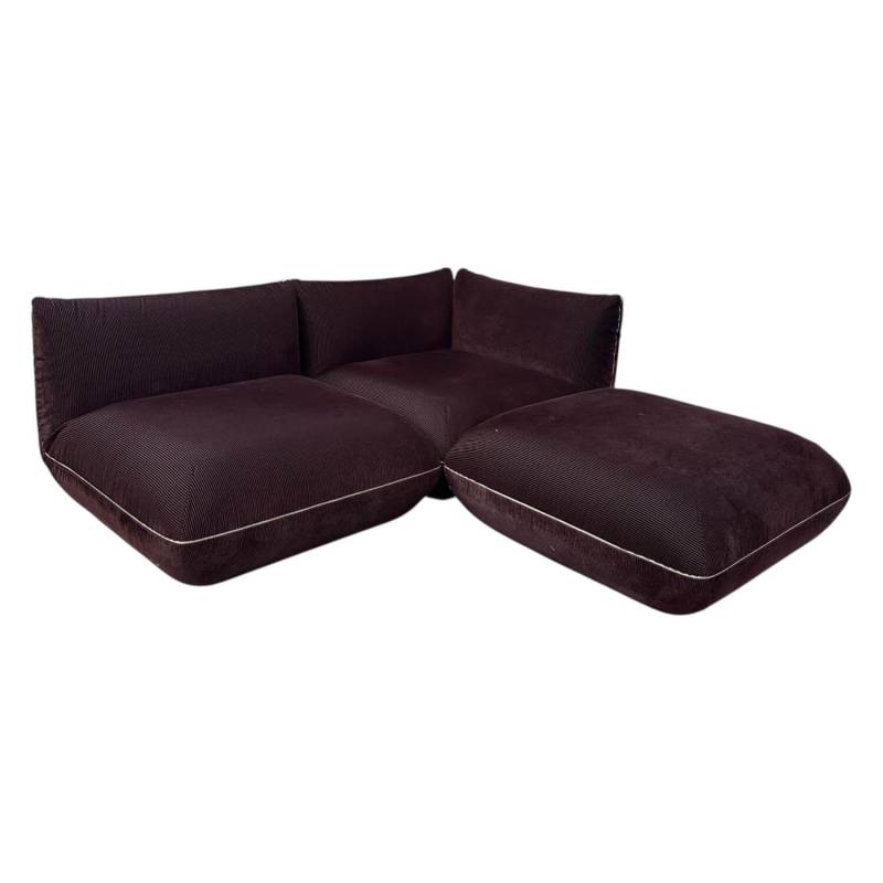 Sofa Jalis 21 Stoff 9074 Merlot Rot Nahtband 5095 Kitt von COR