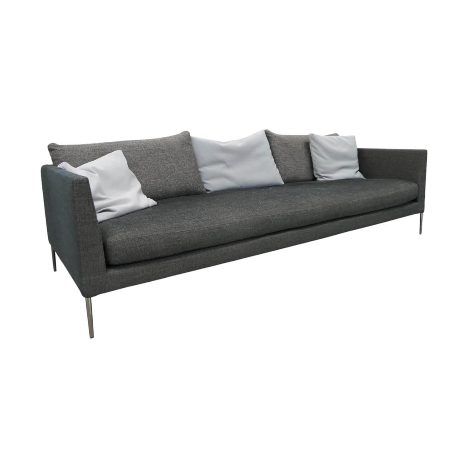 Sofa Pilotis Stoff 8161 Schwarz Braun Füße Schwarz Chrom Inklusive Rückenkissen von COR