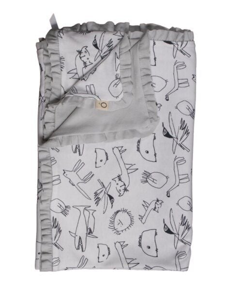 CORA happywear Baby Decke aus Bio-Baumwolle "Tamara" weiß mit kleinen Motiven von CORA happywear