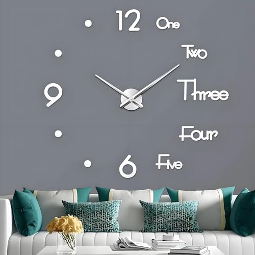 Coraltree 3D Wanduhr Moderne stumme große Wanduhr Aufkleber Dekoration Geschenk Home Restaurant Büro und Hotel (Silber) von Coraltree