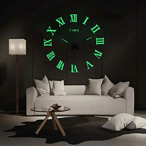 Coraltree DIY leuchtende Wanduhr Moderne stille Wanduhr XXL Acrylspiegel 3D Aufkleber Wanduhr Home Hotel Office Dekoration Geschenk (Luminous-2) von Coraltree