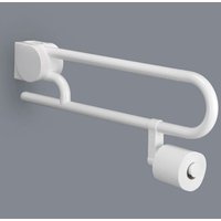 Coram - Stützklappgriff mit Papierrollenhalter, 64cm barrierefreies Badezimmer, weiß - Weiss von CORAM