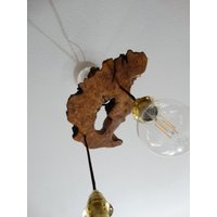 Ein Olivenholzwurzel-Kronleuchter, Pendelleuchte Mit Braunem Stoffkabel Und Rustikalen Stil, Led-Lampen Höhenverstellbar. Rustikal Leicht von CORDELWOODWORKING