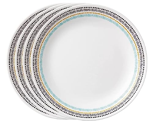 CORELLE Geschirr (4er Set, Paloma)-Set für 4 | Enthält 4 x Speiseteller | 3 x beständiger, nimmt halb so viel Platz und Gewicht wie Keramik ein von CORELLE