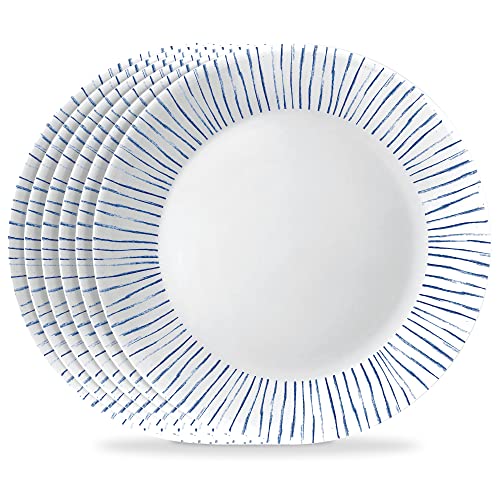 Corelle Vitrelle Essteller, Glas, 26 cm, leicht, splitter- und kratzfest, botanische Streifen, 6 Stück von CORELLE