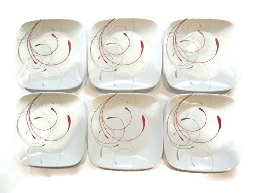 Corelle Geschirr Dessertteller Set, quadratisch Splendor 16,5 cm Perfekte Größe für Dessert, (Set von 6) von CORELLE