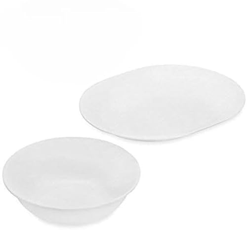 Corelle Servierplatte, 31 cm, Winterfrostweiß, 2 Quart Servierschüssel, Winterfrostweiß, 2er-Set (1 Servierplatte und 1 Servierschale), 555-664 von CORELLE