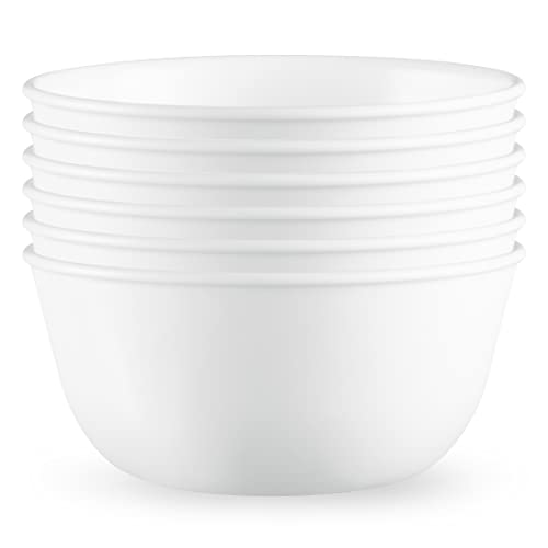 Corelle Vitrelle 800 ml Suppen-/Müslischalen-Set, 6 Stück, splitter- und rissbeständige Geschirrschalen für Suppe, Ramen, Müsli und mehr, dreilagiges Glas, Winter Frost White von CORELLE