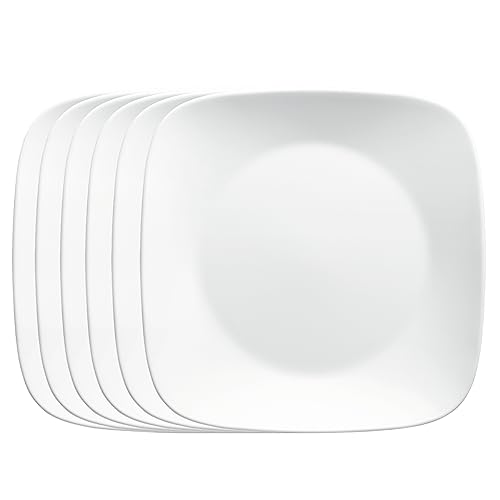 Corelle Vitrelle Salatteller-Set, dreilagig, glas- und splitterfest, leicht, quadratisch, 22,9 cm, Weiß, 6 Stück (1 Stück) von CORELLE