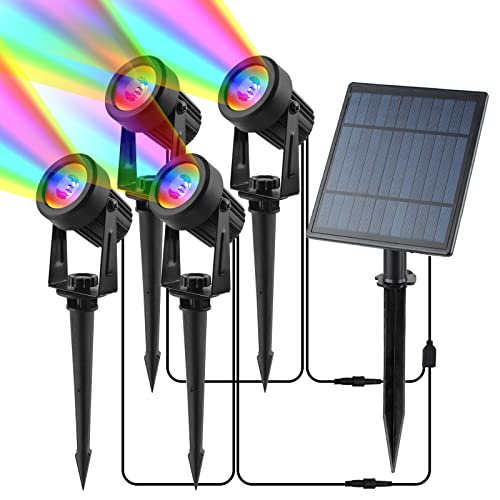 CORESLUX Solarlampen für Außen Garten, RGB Gartenleuchten Solar IP65 Wasserdicht, Farbverändernde Gartenbeleuchtung Solar Außen Solarstrahler Yard Rasen Pfad 4 in 1 von CORESLUX
