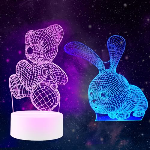 CORESLUX 3D LED Nachtlicht 16 Farbwechsel Nachtlicht für Kinder Geschenk Bär und Kaninchen Nachtlicht für Kinderzimmerdekoration von CORESLUX