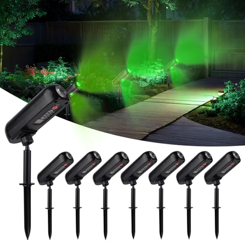 CORESLUX Gartenbeleuchtung Solar Außen, IP65 Wasserdicht Solar Gartenleuchten für Außen, Solarlampen für Außen Garten, Grün Licht Solar Gartenleuchten für Außen Gartenweg Bäume Sträucher (8 Packs) von CORESLUX