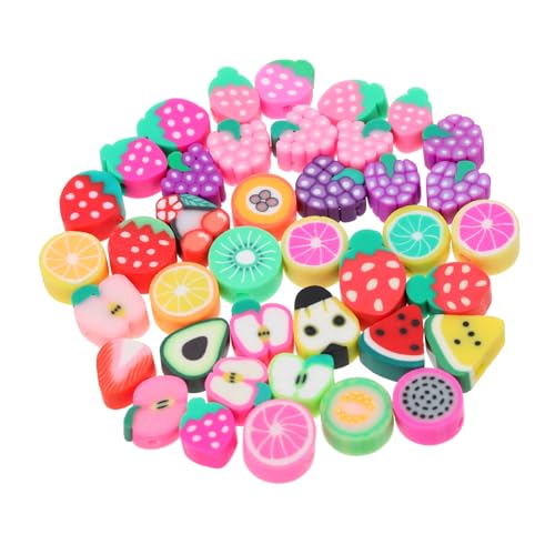 CORHAD 100 Stück Polymer Clay Beads Bunte Obst motiv Spacer Perlen für Schmuckherstellung DIY Armbänder Halsketten Bastelprojekte Sichere Glatte Oberfläche zum Auffädeln von CORHAD