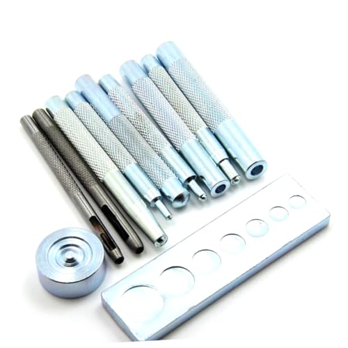 CORHAD 11 Stück Teiliges Lederhandwerk Werkzeugset mit Robustem Metall Extra Langen Griffen Universalem Sockel für Nietenbreiten Lochstanzer für Druckknöpfe Nieten Ösen DIY Reparaturen CORHAD 11 Stück Teiliges Lederhandwerk Werkzeugset mit Robustem Metall Extra Langen Griffen Universalem Sockel für Nietenbreiten Lochstanzer für Druckknöpfe Nieten Ösen DIY Reparaturen von CORHAD