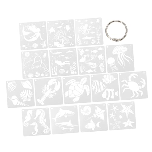 CORHAD 16 Stück Teiliges Meerestiere Schablonen für Wand Türmalerei Wiederverwendbare DIY Malvorlagen mit Vielfältigen Ozeanmotiven für Scrapbooking Möbel und Heimdekoration von CORHAD