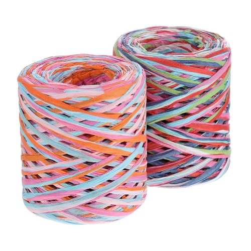 CORHAD 2 Rollen Bunte DIY Papierkordel Raffia Geschenkband Robust Langlebig für Geschenkverpackung Dekoration Basteln Haaraccessoires Vielseitig Einsetzbar CORHAD 2 Rollen Bunte DIY Papierkordel Raffia Geschenkband Robust Langlebig für Geschenkverpackung Dekoration Basteln Haaraccessoires Vielseitig Einsetzbar von CORHAD
